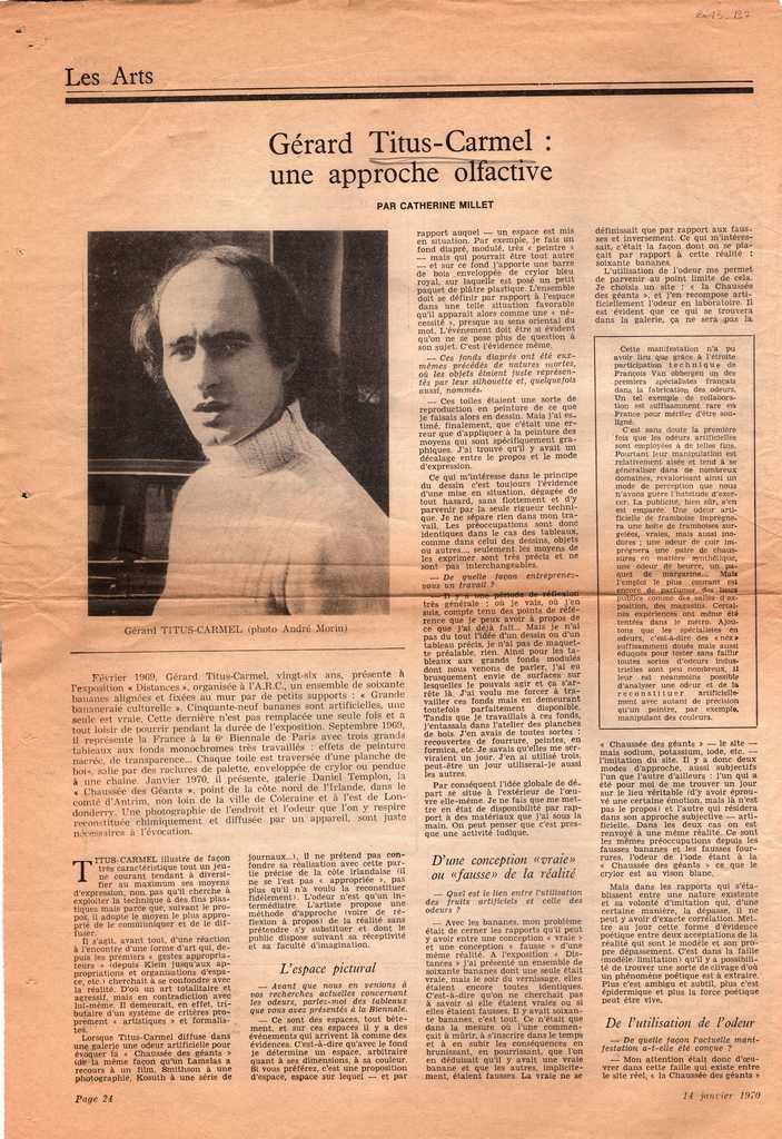 “Gérard Titus-Carmel une approche olfactive”