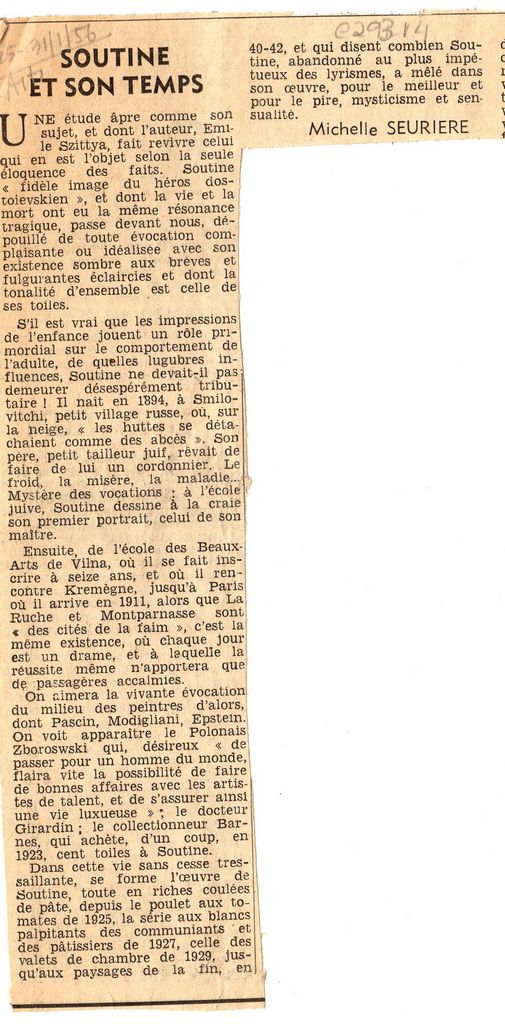“Soutine et son temps”
