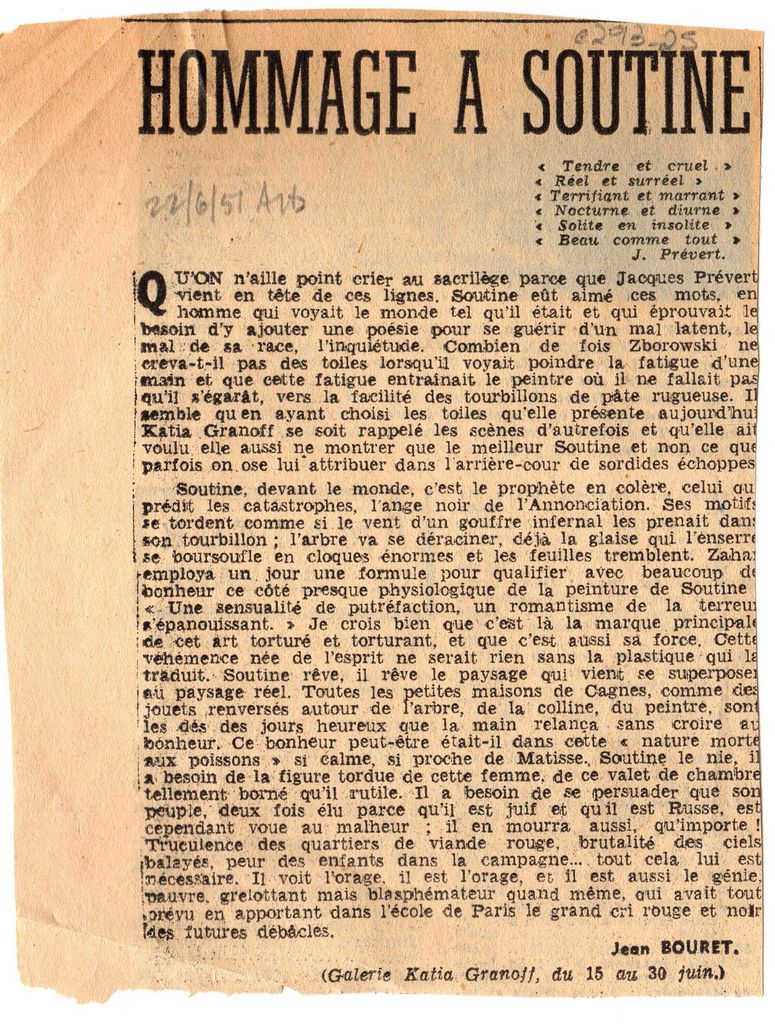“Hommage à Soutine”