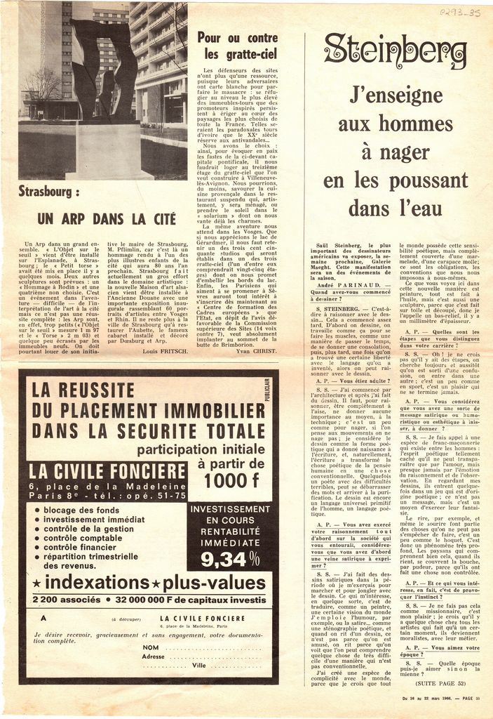 “Steinberg. J’ enseigne aux hommes à nager en les poussant dans l’ eau”