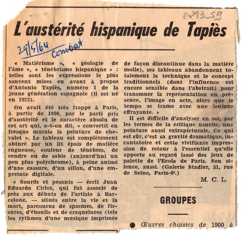 “L’ austerité hispanique de Tàpies”