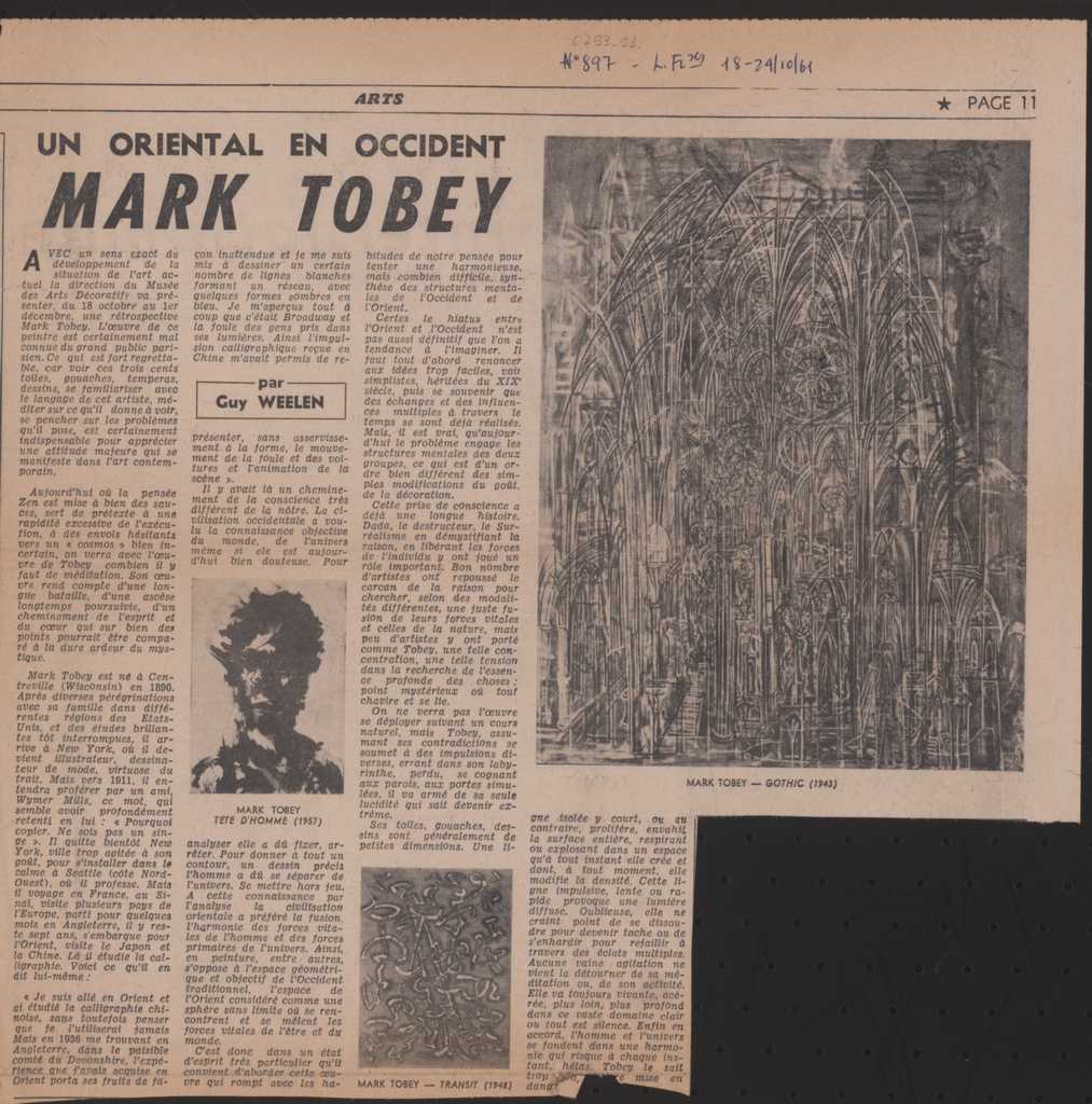 “Un oriental en Occident. Mark Tobey”