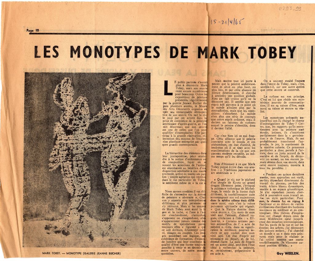“Les monotypes de Mark Tobey”