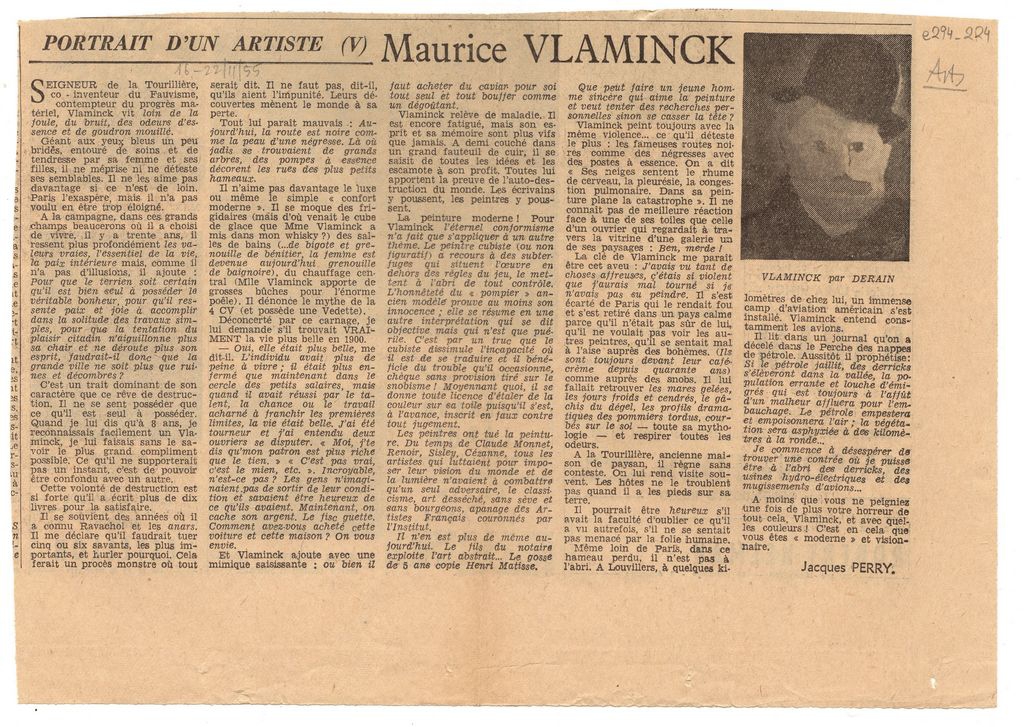 “Portrait d’un artiste (V): Maurice Vlaminck”