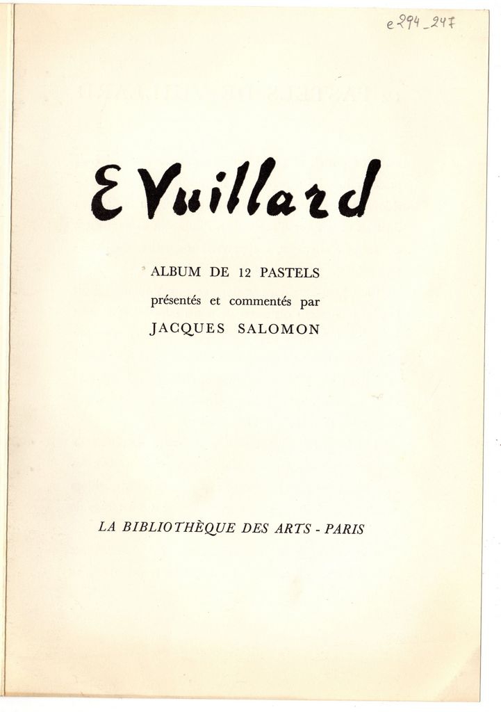 “E. Vuillard. Album de 12 pastels”