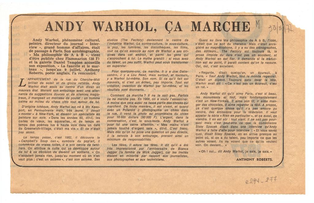 “Andy Warhol, ça marche”