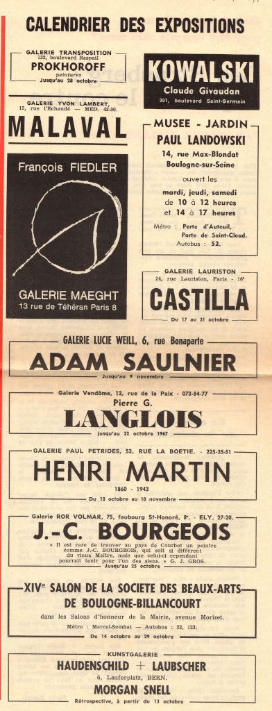 “Calendrier des expositions”