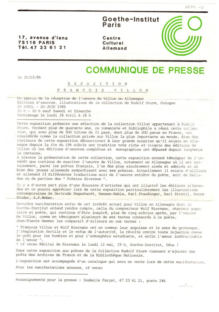 Έκθεση αφιερωμένη στον François Villon