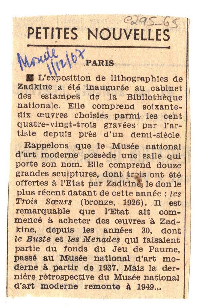 “Petites nouvelles, Paris”