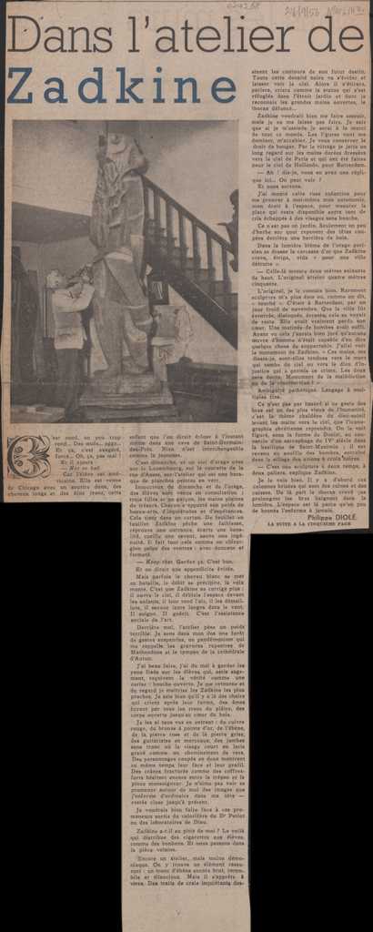 “Dans l’ atelier de Zadkine”