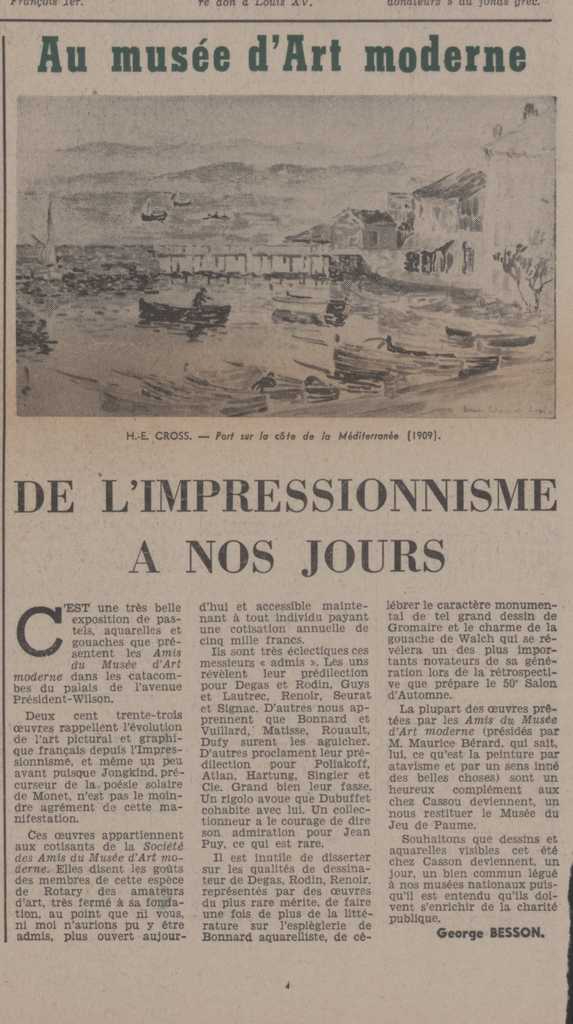“Au Musée d’ Art Moderne. De l’ impressionisme à nos jours”
