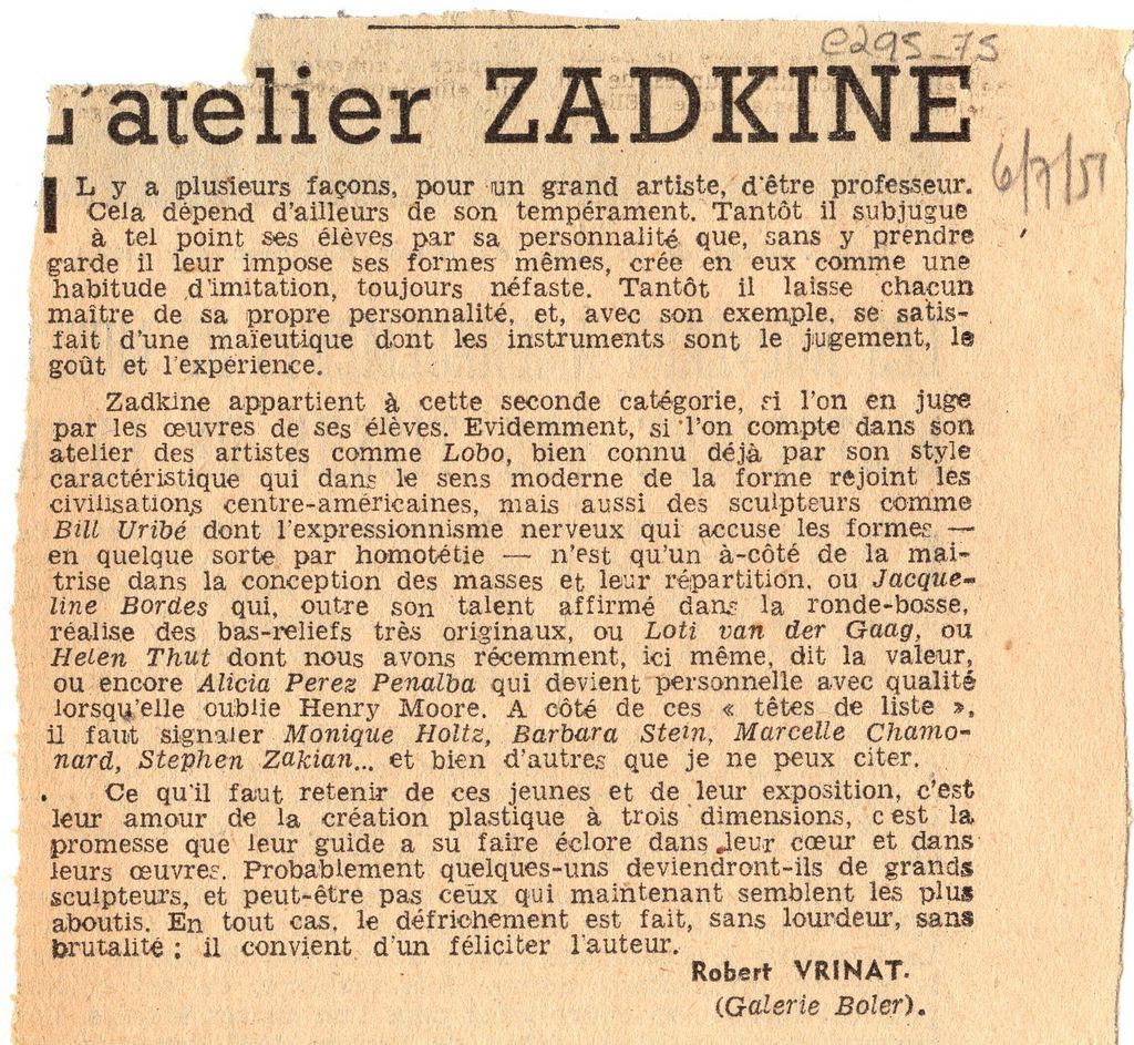 “L’ atelier Zadkine”