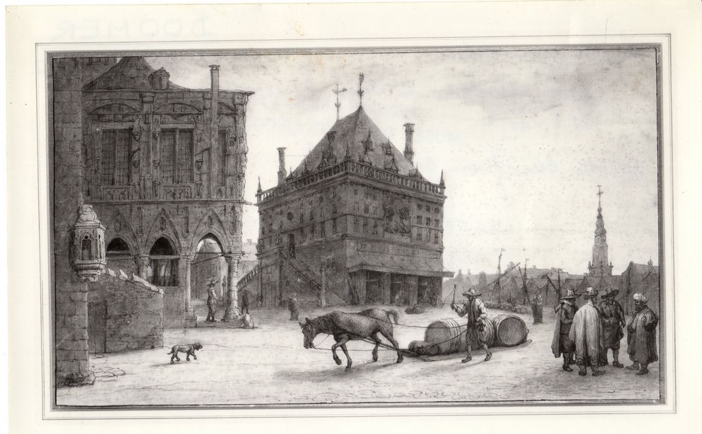 Αναπαραγωγή έργου του L. Doomer “Vue de l’Ancien Hôtel de Ville et du Poids Public à Amsterdam”