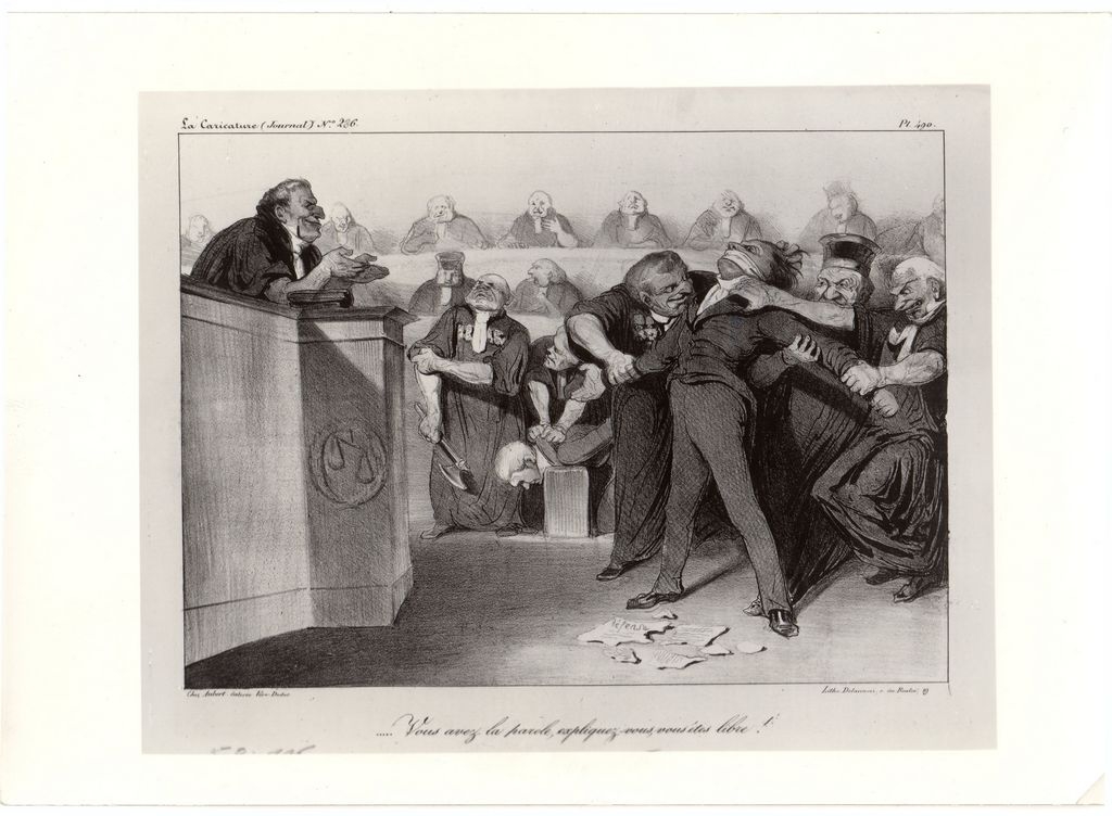 Αναπαραγωγή έργου του H. Daumier “Vous avez la parole, expliquez vous, vous étes libre!”
