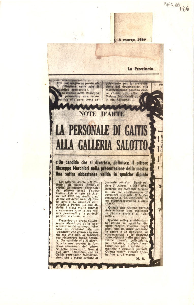 “La personnale di Gaitis alla galleria Salotto”