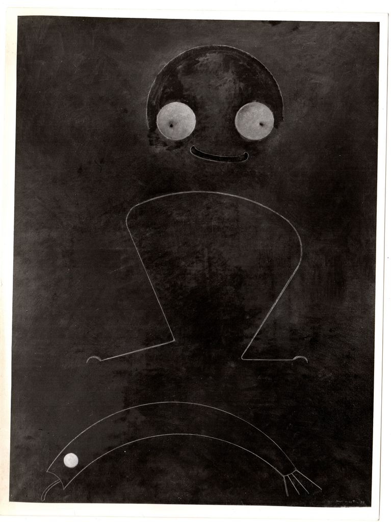 “L’ Oiseau à l’ oeil de verre au dessus d’ un sombre poisson”