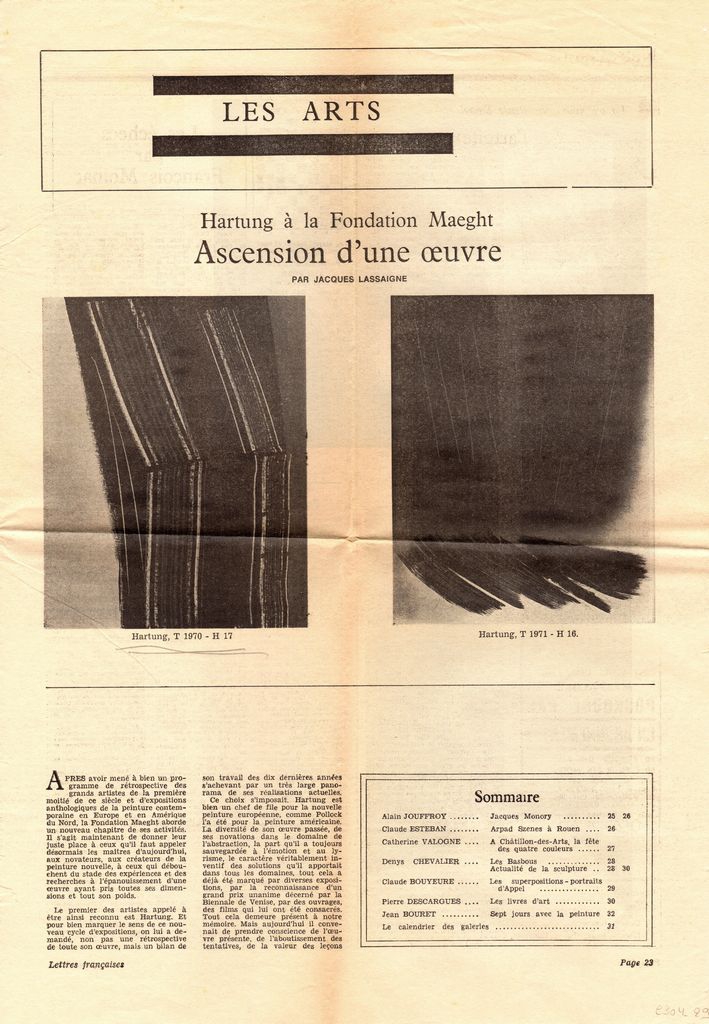 “Hartung à la Fondation Maeght. Ascension d’ une oeuvre”