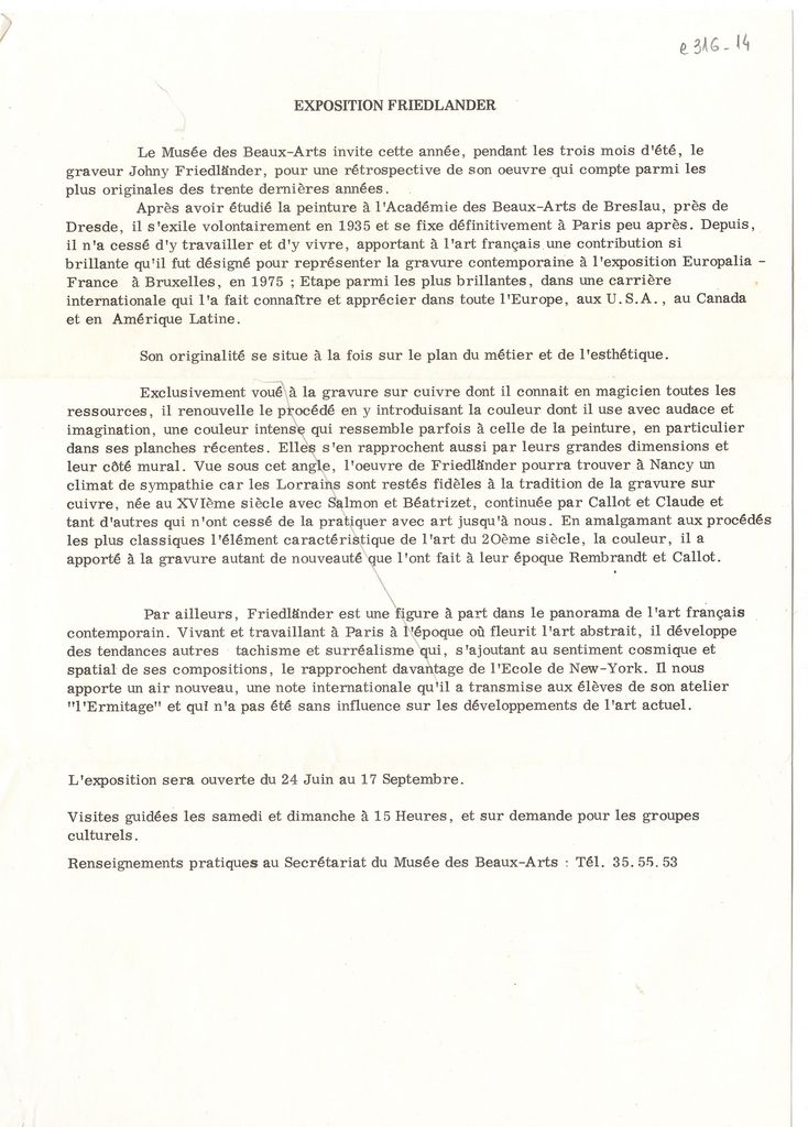 Έκθεση Johny Friedlander