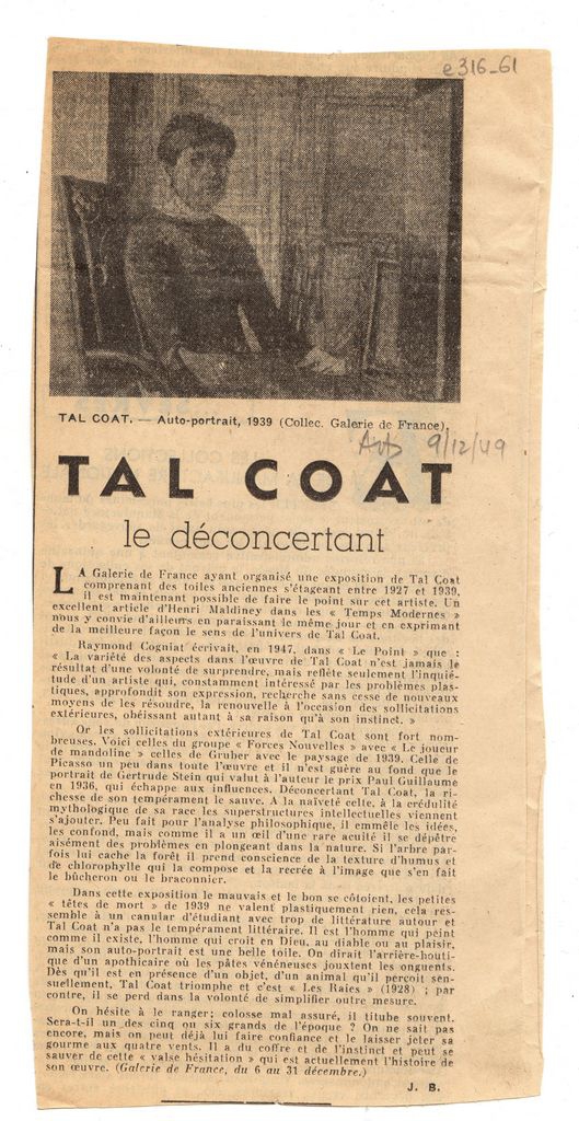 “Tal Coat le déconcertant”