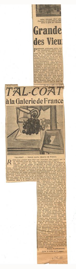 “Tal-Coat à la Galerie de France”