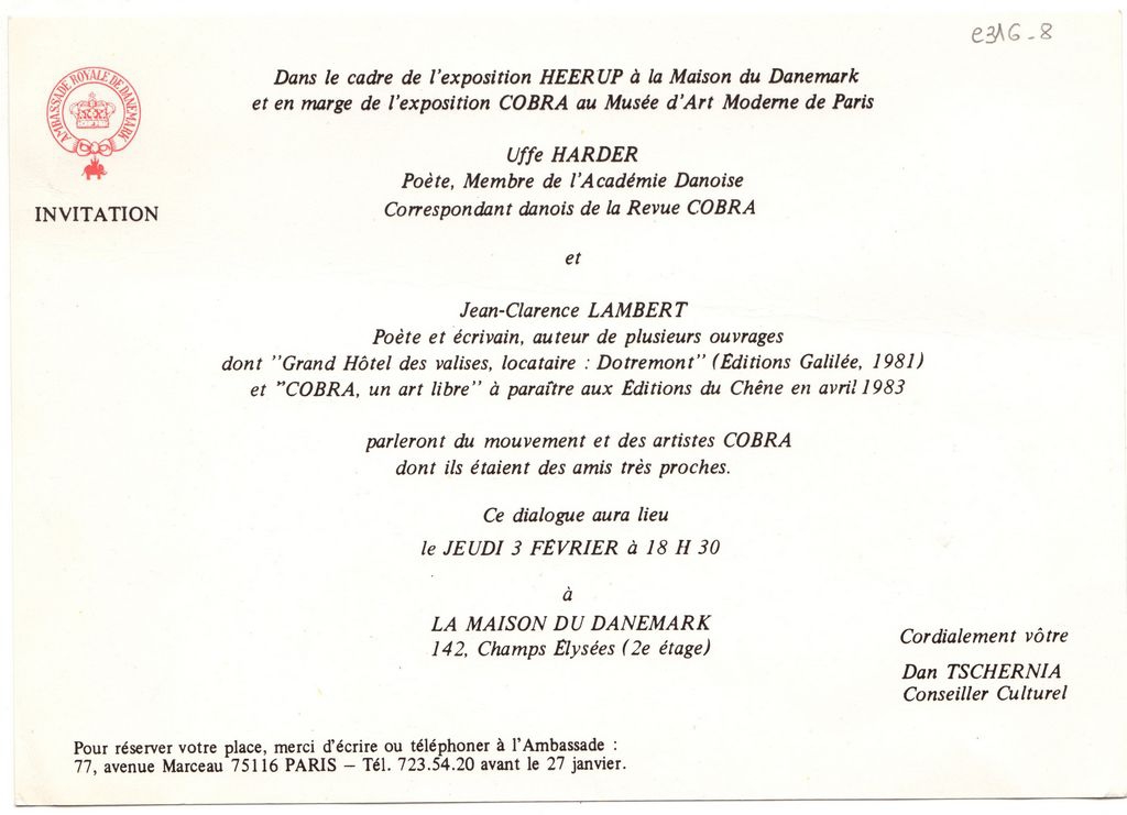 Διάλεξη των Uffe Harder και Jean-Clarence Lambert για την ομάδα Cobra