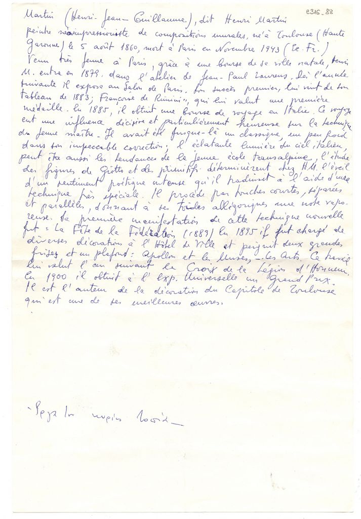 Βιογραφικό σημείωμα του Henri Jean Guillaume Martin