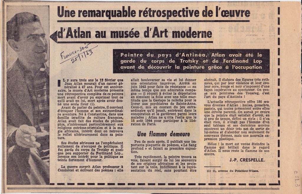 “Une remarquable rétrospective de l’oeuvre d’Atlan au musée d’Art moderne”