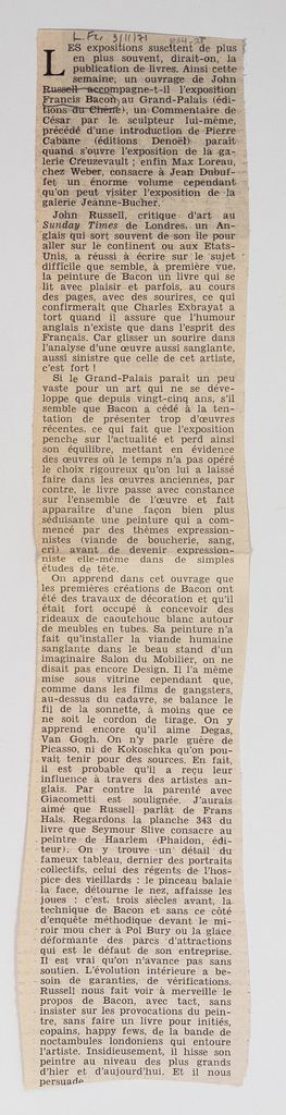 Κριτική έκθεσης του Fr. Bacon