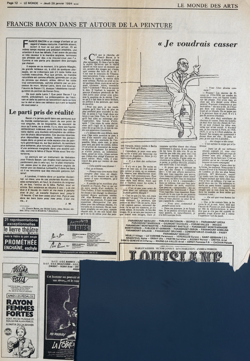 “‘Je voudrais casser les styles’ Francis Bacon dans et autour de la peinture. “