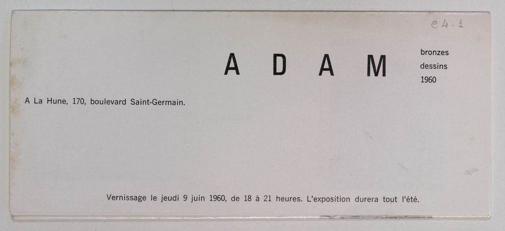 Έκθεση “Adam. Bronzes – dessins 1960”