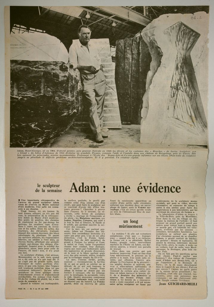 “Le sculpteur de la semaine. Adam : une évidence”