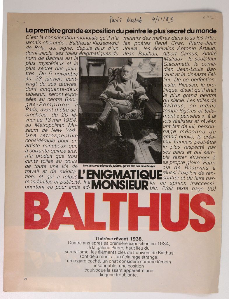 “L’enigmatique monsieur Balthus”