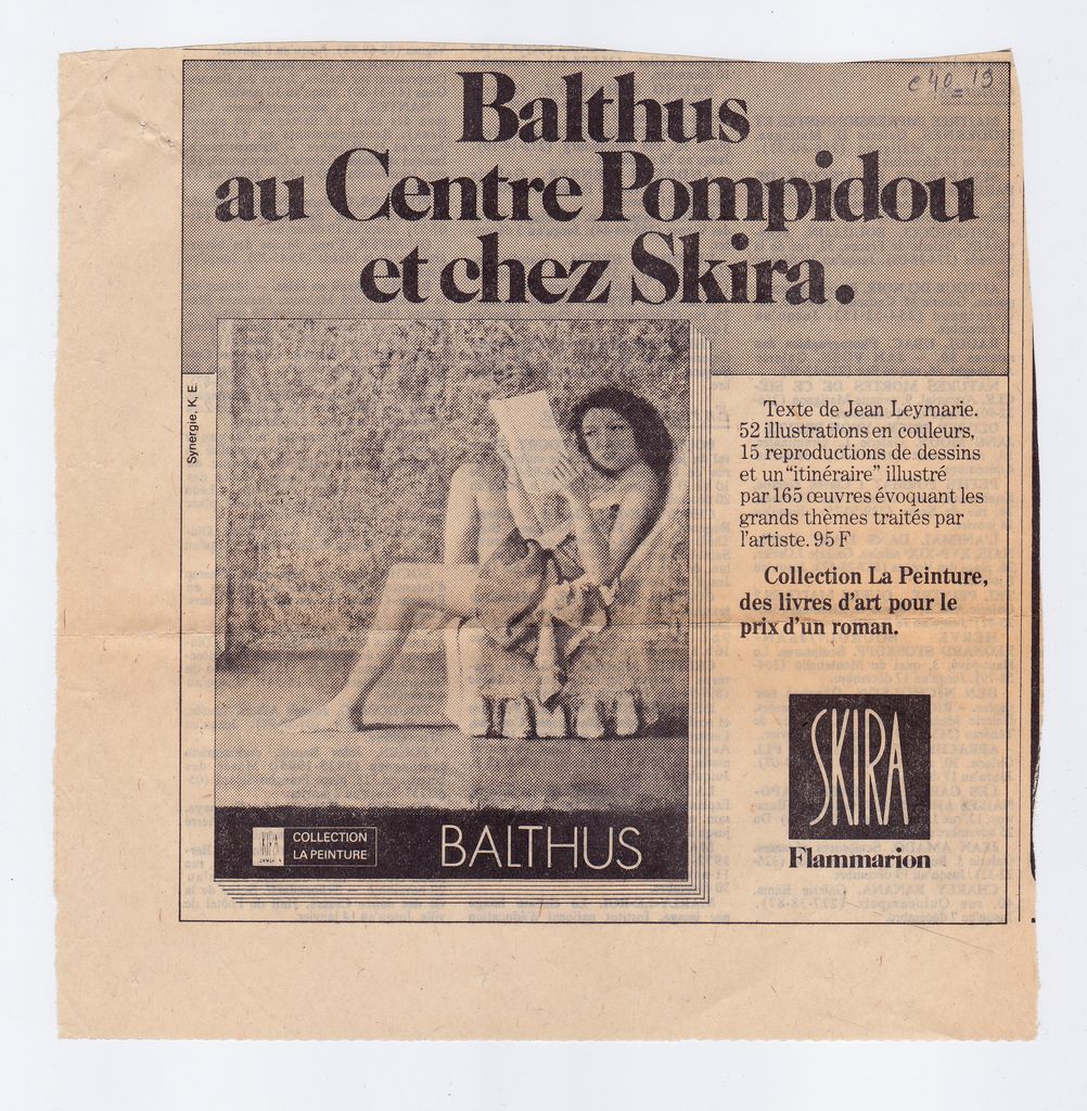 “Balthus au Centre Pompidou et chez Skira’