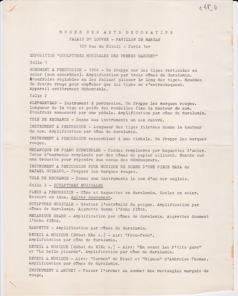 Έκθεση «Les sculptures Musicales des Frères Baschet”