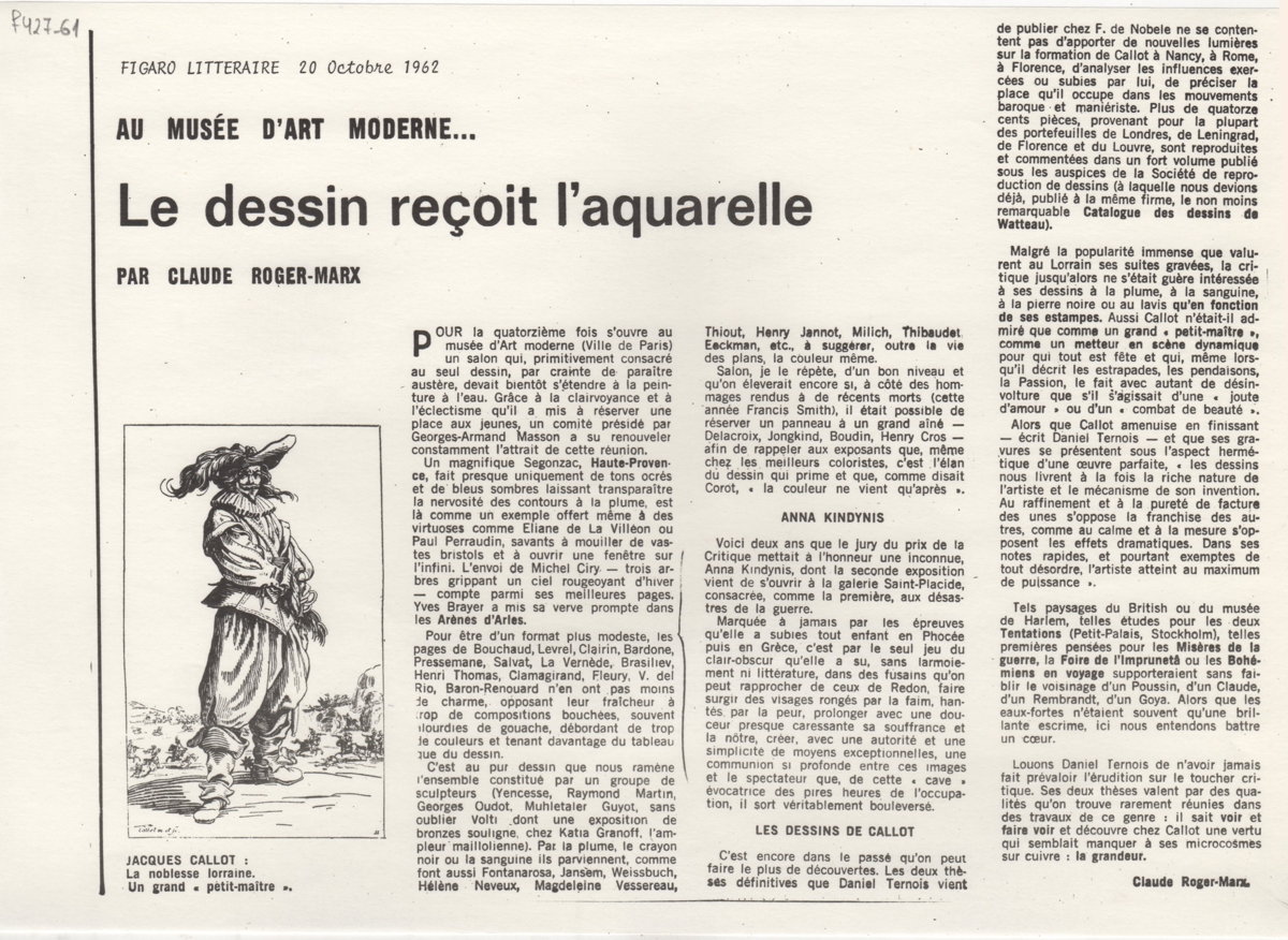 “Au musée d’ art moderne… le dessin reçoit l’ acquarelle”