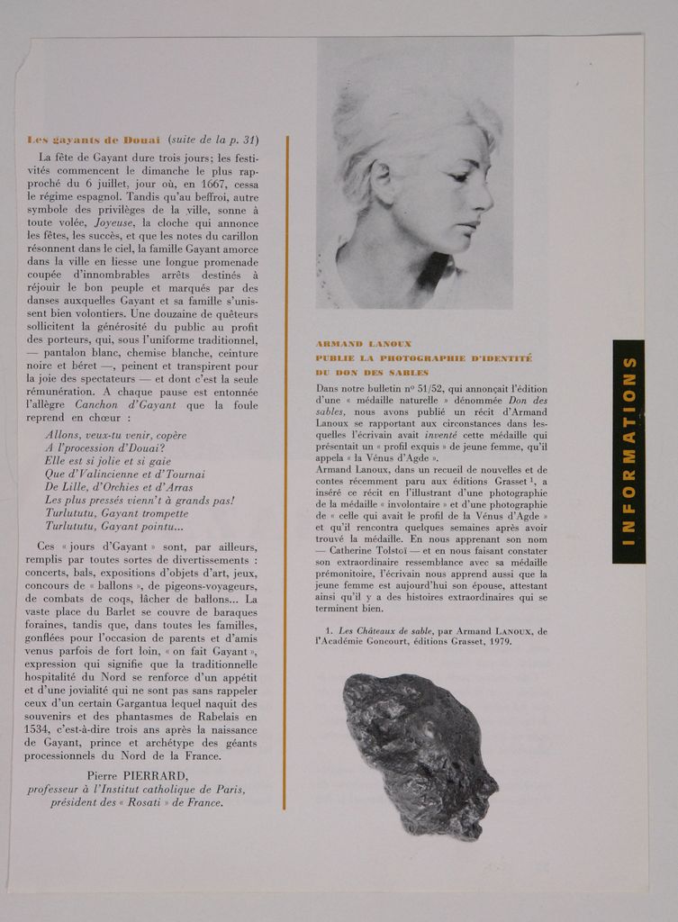 “Armand Lanoux publié la photographie d’identité du Don des Sables”