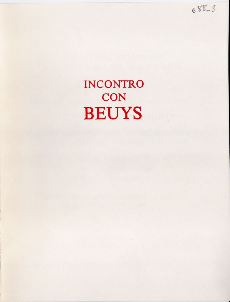 “Συνάντηση με τον Μποϊς/ Incontro con Beuys”