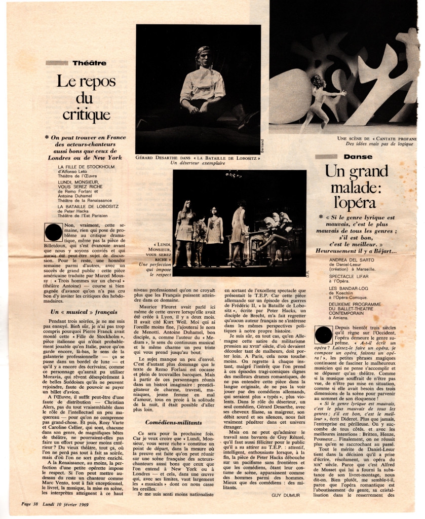 “Théâtre. Le repos du critique”
