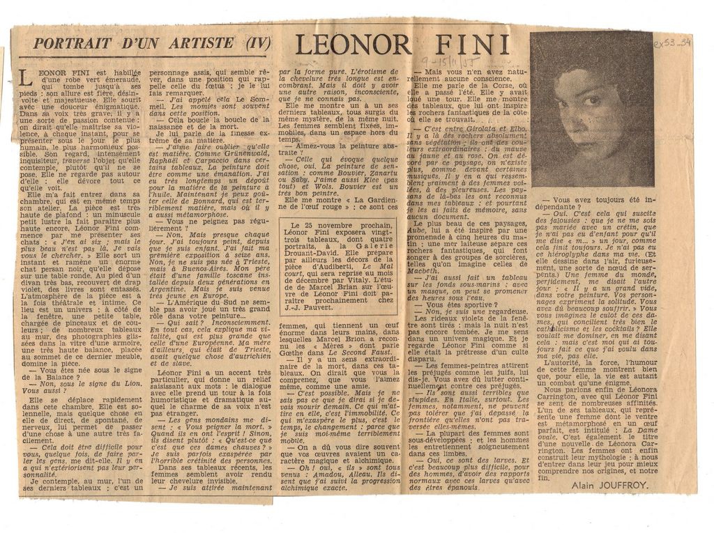 “Portrait d’un artiste (IV): Leonor Fini”