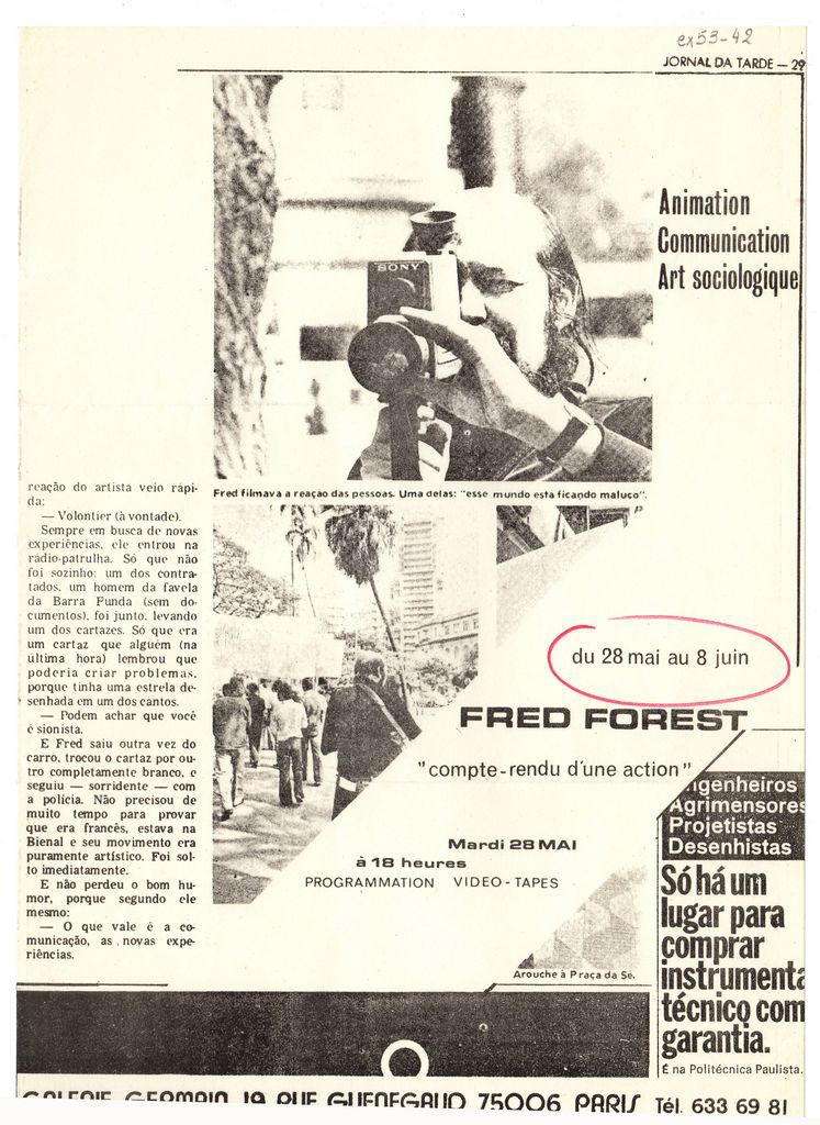 Έκθεση “Fred Forest. Compte-rendu d’une action”