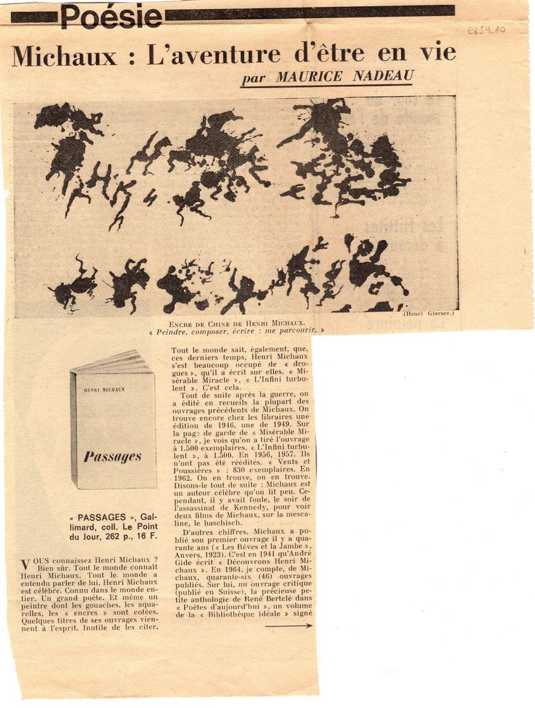 “Michaux, l’ aventure d’ être en vie”