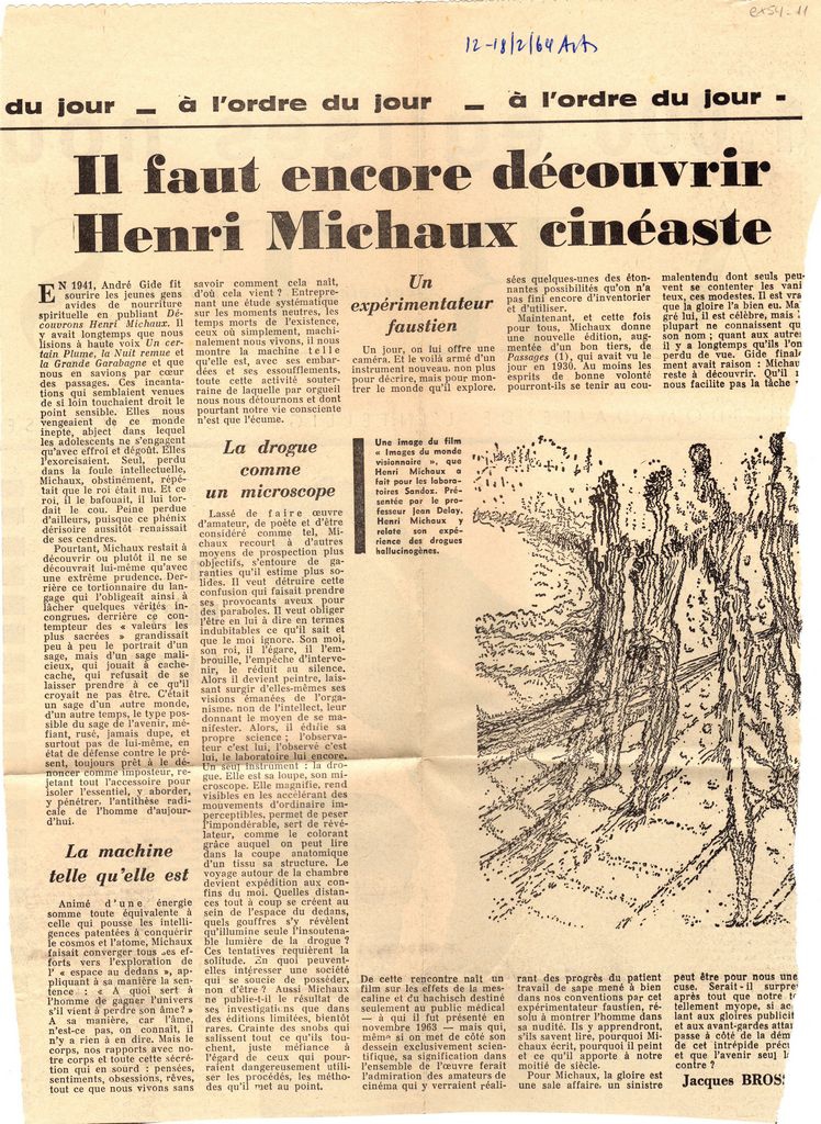 “Il faut encore découvrir Henri Michaux cinéaste”