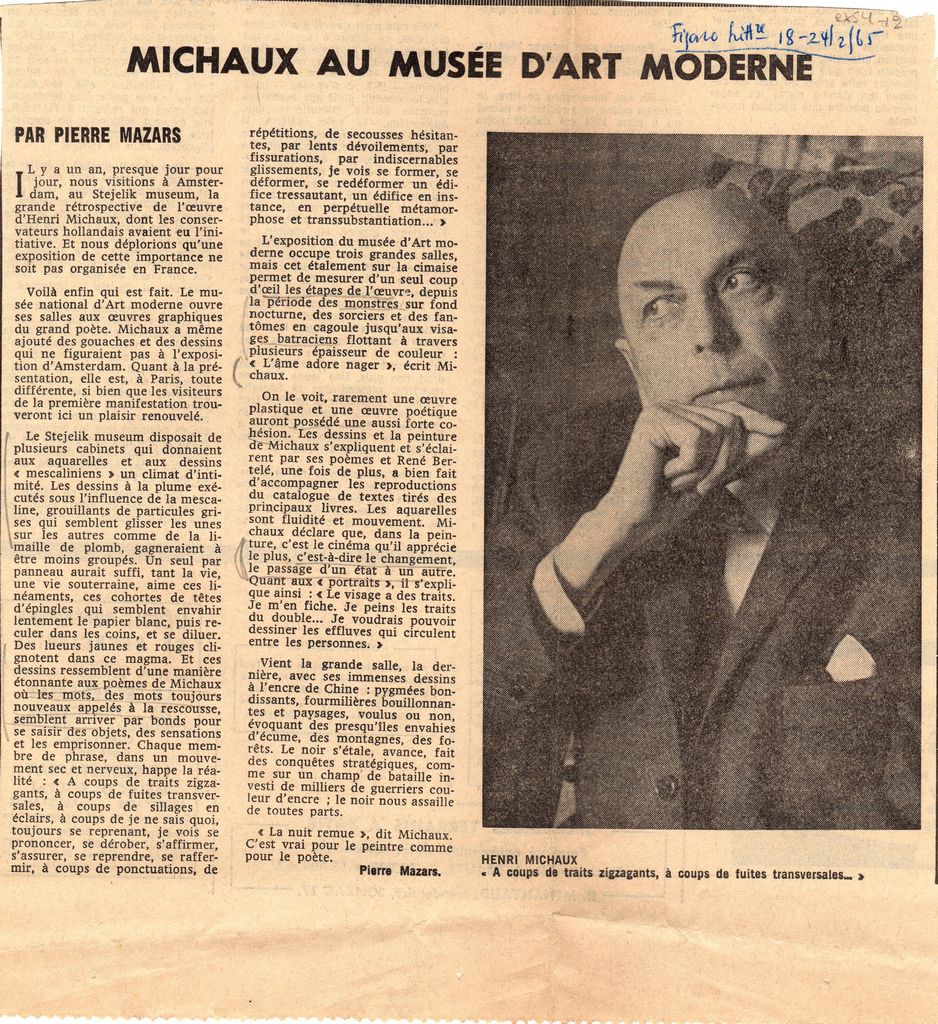“Michaux au Musée d’ Art Moderne”