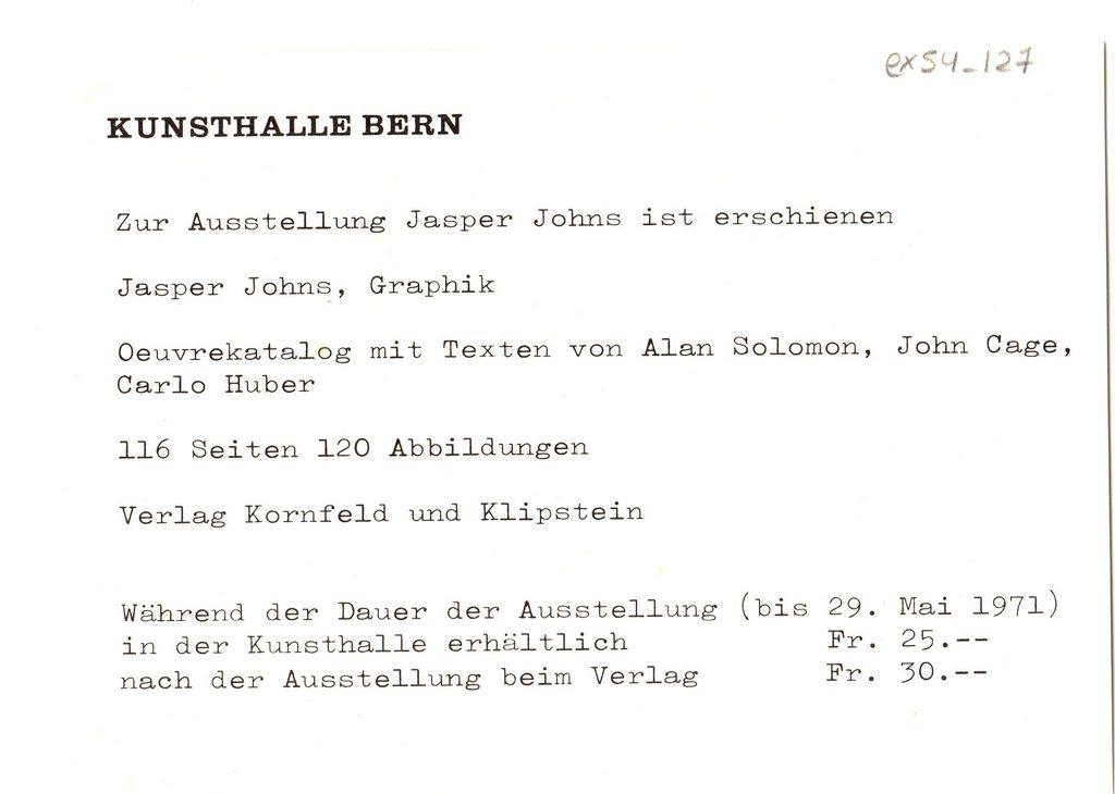 Έκθεση Jasper Johns “Die Graphik”