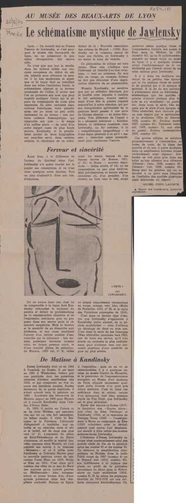 “Au musée des Beaux Arts de Lyon, le schématisme mystique de Jawlensky”