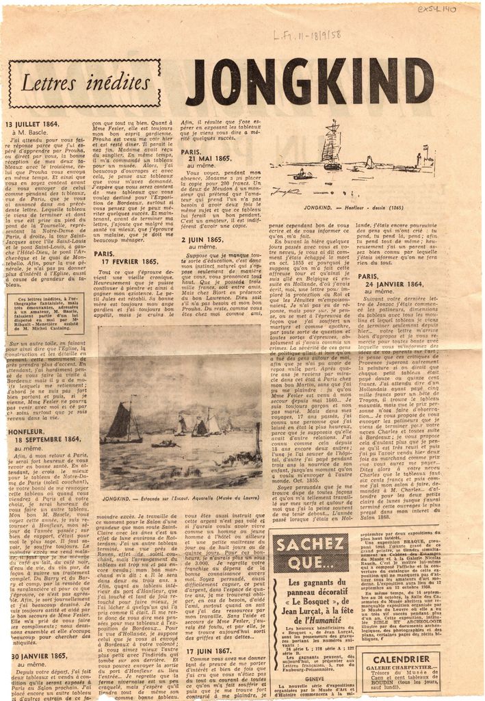 “Lettres inédits. Jongkind”