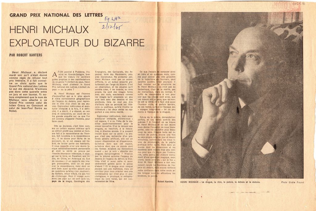 “Henri Michaux explorateur du bizarre”
