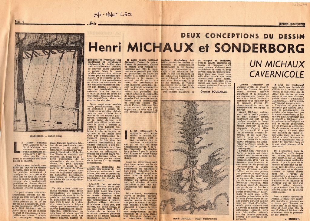 “Deux conceptions du dessin Henri Michaux et Sonderborg”