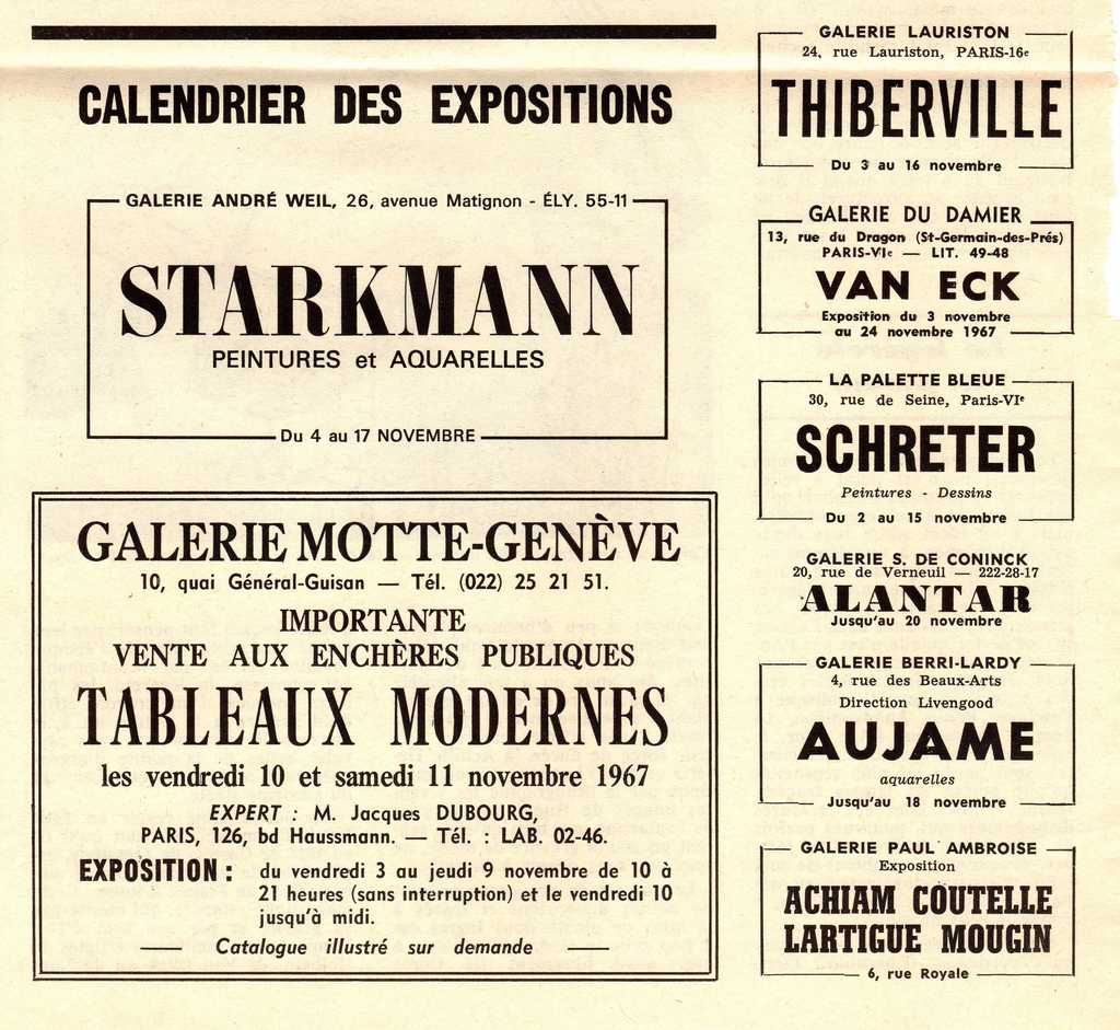 “Calendrier des expositions”