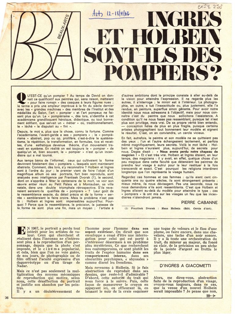 “Ingres et Holbein sont-ils des pompiers?”